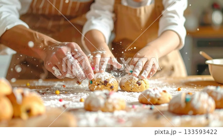 《AI画像》親子でのクッキー作り 《AI画像》親子でのクッキー作り 133593422