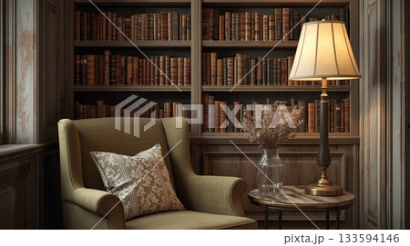 ヴィンテージ調の静かな読書スペース 133594146