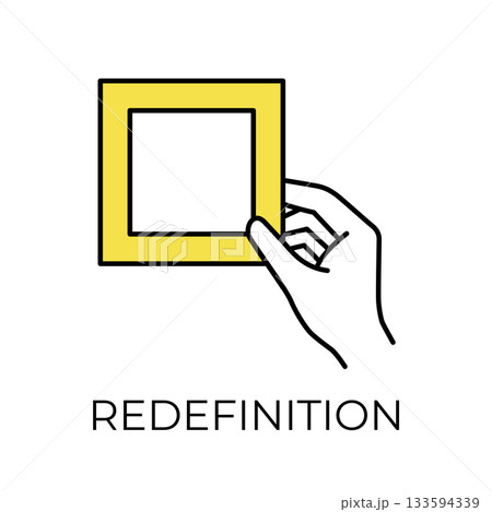 再定義を表すメタファーイラスト｜思考の転換・視点変更・リフレーミングの概念デザイン 133594339