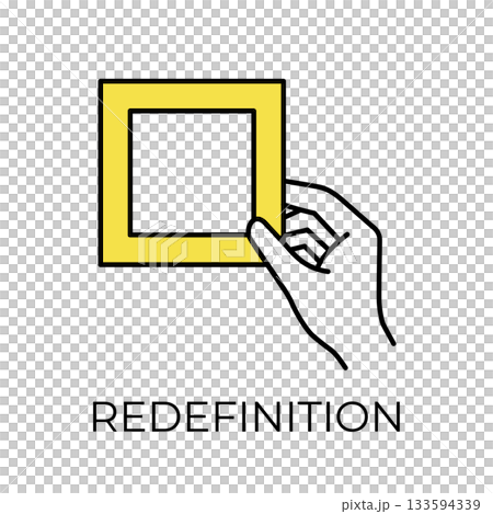再定義を表すメタファーイラスト｜思考の転換・視点変更・リフレーミングの概念デザイン 133594339