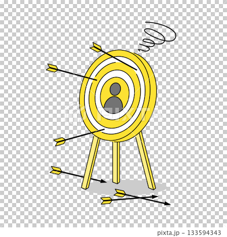 ターゲットに刺さらないイメージ、ビジネスのコンセプトイラスト 133594343