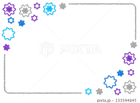 手描きのクレヨン素材　背景　ウイルスイメージのフレーム 133594845