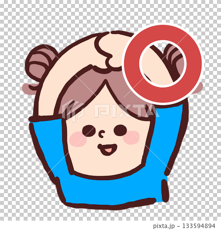 圖：一個孩子用手臂比劃「OK」手勢 133594894