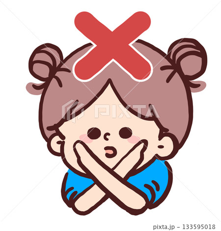 腕でバツマークをしているしている子どものイラスト女の子 133595018