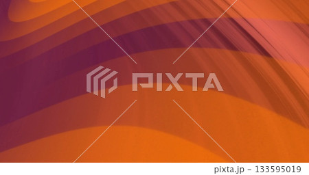 Displaying abstract curved color bands flowing across frame, with orange and deep purple gradient 133595019