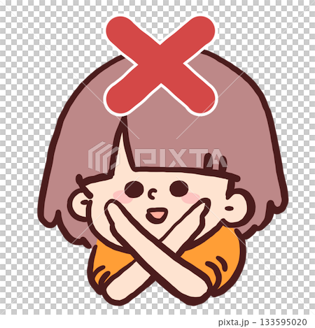 男孩用手臂畫十字的插圖 133595020