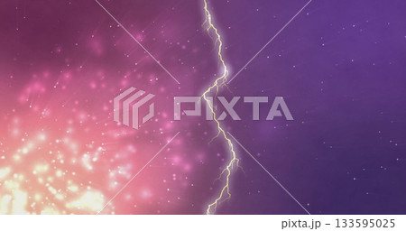 Lightning bolt slicing open night sky, with glowing energy sparks and spark particles scattering Lightning bolt slicing open night sky, with glowing energy sparks and spark particles scattering 133595025