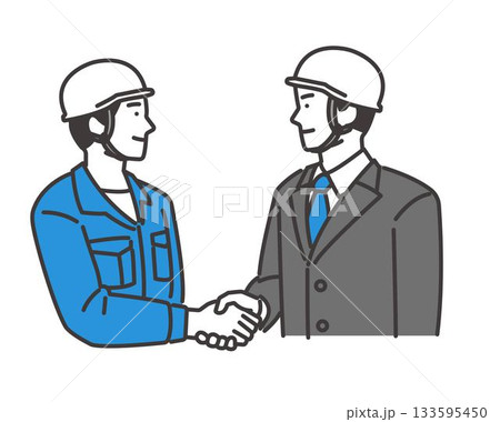 作業員と握手するビジネスパーソンのイラスト 133595450