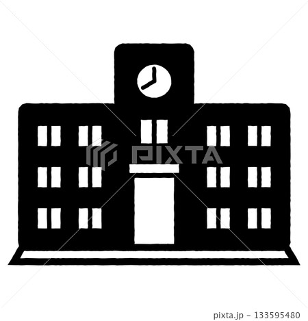 学校の建物1 イラストイメージ モノクロ 133595480