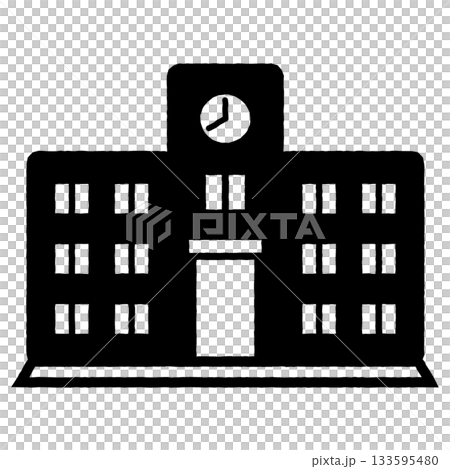 学校の建物1 イラストイメージ モノクロ 133595480