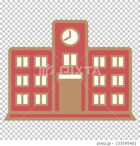 School building 1 illustration image red 133595481