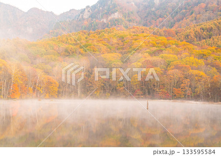 《長野県》鏡池夜明け・紅葉最盛期の戸隠 133595584