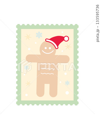 クリスマスのイラスト 切手 クッキー人形 ジンジャー かわいい ベクター クリスマスのイラスト 切手 クッキー人形 ジンジャー かわいい ベクター 133595736