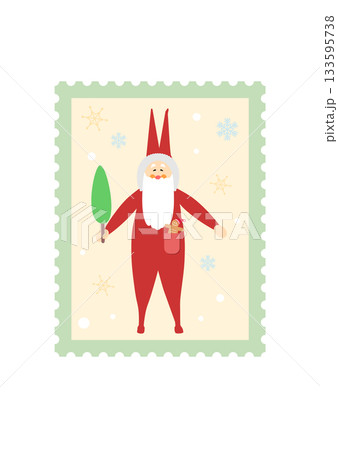 クリスマスのイラスト 切手 サンタクロース かわいいモール ベクター クリスマスのイラスト 切手 サンタクロース かわいいモール ベクター 133595738