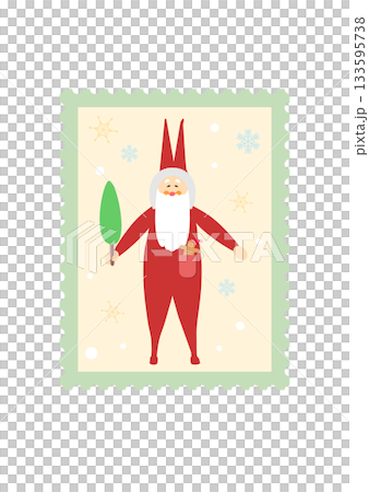 クリスマスのイラスト 切手 サンタクロース かわいいモール ベクター クリスマスのイラスト 切手 サンタクロース かわいいモール ベクター 133595738
