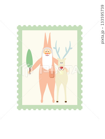 クリスマスのイラスト 切手 サンタクロース トナカイ かわいいモール ベクター クリスマスのイラスト 切手 サンタクロース トナカイ かわいいモール ベクター 133595739