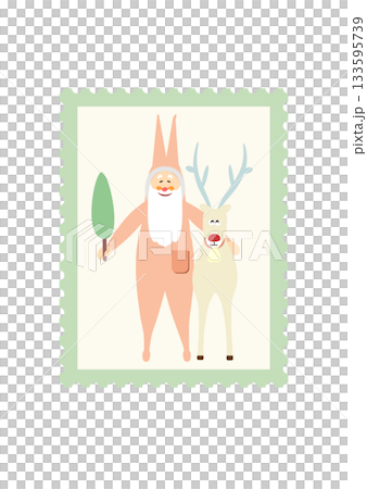 聖誕節插圖印章聖誕老人馴鹿可愛商場向量圖 133595739