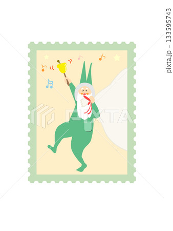 クリスマスのイラスト 切手 サンタクロース かわいい 音符 ベクター クリスマスのイラスト 切手 サンタクロース かわいい 音符 ベクター 133595743