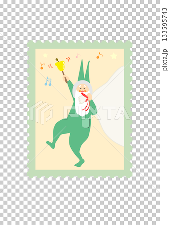 クリスマスのイラスト 切手 サンタクロース かわいい 音符 ベクター クリスマスのイラスト 切手 サンタクロース かわいい 音符 ベクター 133595743
