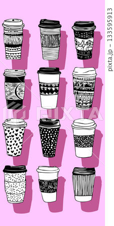 Coffee, Cup, Takeaway, To-go, Paper, Doodle, Pattern, Design, Art, Sketch, Drawing, Illustration, Monochrome, Black, White, Pink, Graphic, Vector, Style, Modern, Trendy, Hipster, Geometric, Abstract, Coffee, Cup, Takeaway, To-go, Paper, Doodle, Pattern, Design, Art, Sketch, Drawing, Illustration, Monochrome, Black, White, Pink, Graphic, Vector, Style, Modern, Trendy, Hipster, Geometric, Abstract, 133595913