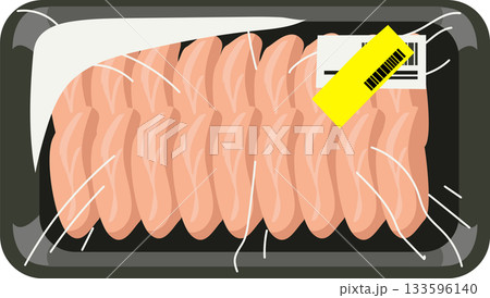 packaged chicken meat raw poultry in plastic wrap with reduced price label supermarket food 133596140