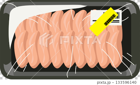 packaged chicken meat raw poultry in plastic wrap with reduced price label supermarket food 133596140