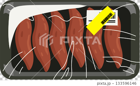 sliced pork liver wrapped in plastic with discount sticker in grocery store packaging sliced pork liver wrapped in plastic with discount sticker in grocery store packaging 133596146