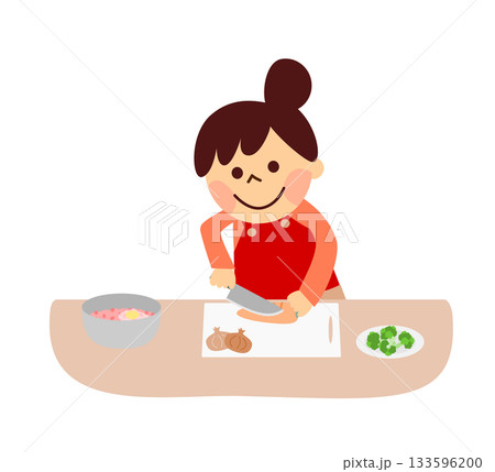 野菜を切る女性 133596200