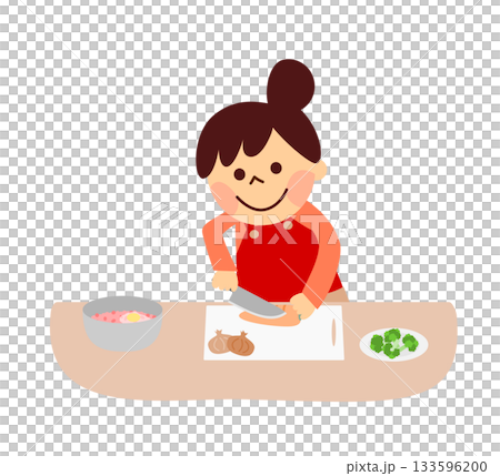 野菜を切る女性 133596200