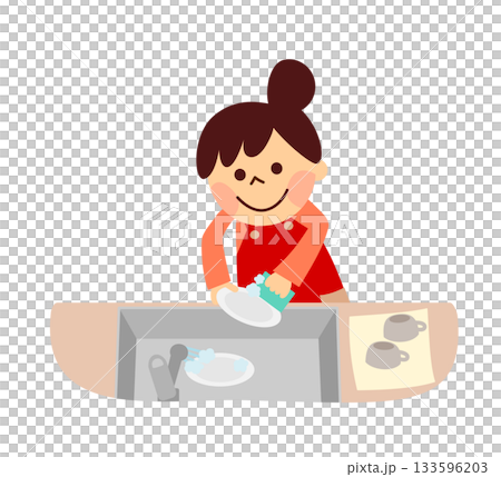 Woman washing dishes 133596203