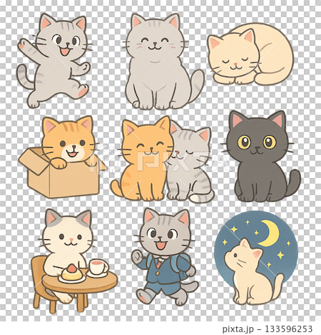 可愛的各種貓咪套裝 133596253