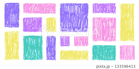 クレヨンで描いたような落書きの四角セット 133596413