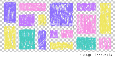 クレヨンで描いたような落書きの四角セット 133596413