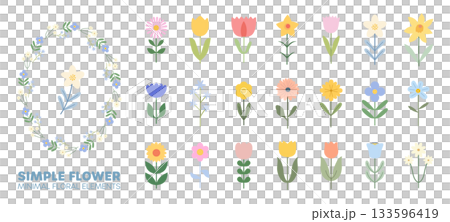 シンプルでかわいいパステルカラーのお花セット 133596419