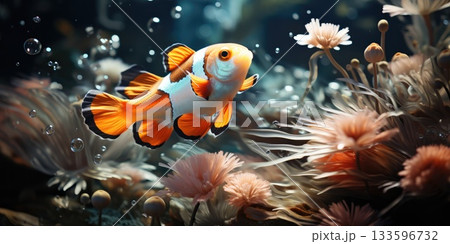 underwater world with tropical fish 133596732