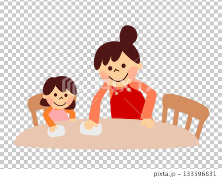 テーブルを拭く親子 テーブルを拭く親子 133596831