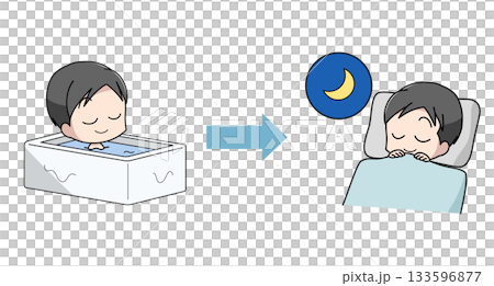 入浴後によく眠れた男性のイラスト 133596877