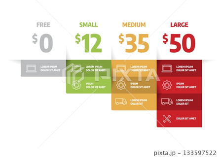 Web pricing table template for business plan. 133597522
