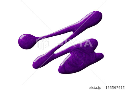 A sample of purple pearl nail polish with a shimmer. Isolated on a white background. 133597615