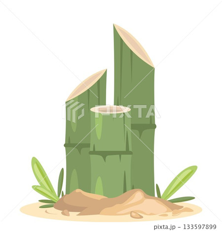 Green bamboo tree that has been cut down vcartoon vector element design Green bamboo tree that has been cut down vcartoon vector element design 133597899