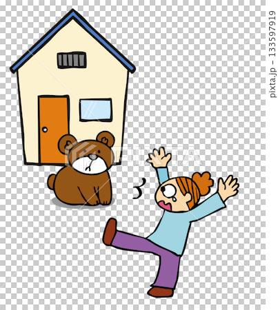 一隻熊出現在居民區,並與一名人類相遇。 一隻熊出現在居民區,並與一名人類相遇。 133597919