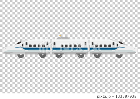 Illustration of a toy-style Shinkansen N700S made up of three connected cars 133597938