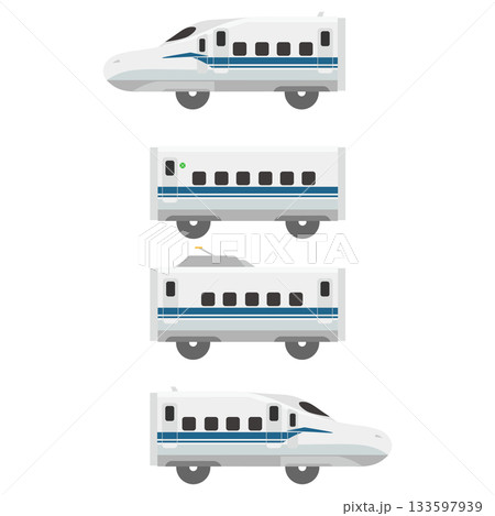 おもちゃ風の新幹線N700Sのイラスト(4両セット) おもちゃ風の新幹線N700Sのイラスト(4両セット) 133597939