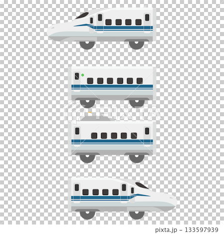 おもちゃ風の新幹線N700Sのイラスト(4両セット) おもちゃ風の新幹線N700Sのイラスト(4両セット) 133597939