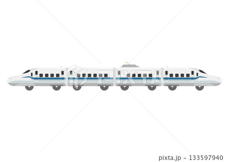 4両つなげたおもちゃ風の新幹線N700Sのイラスト 133597940