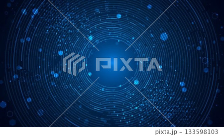 青い光と粒子が広がるデジタル宇宙空間のサイバー風背景デザイン 青い光と粒子が広がるデジタル宇宙空間のサイバー風背景デザイン 133598103