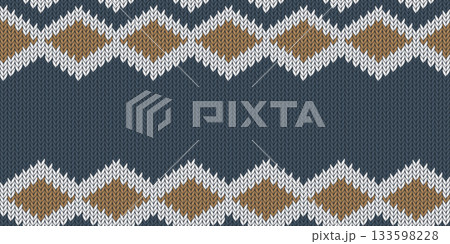 Zigzag knitted gold and blue colors seamless pattern background 133598228