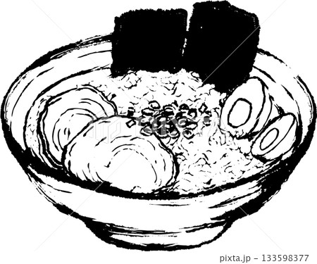 ラーメンの墨絵イラスト 133598377