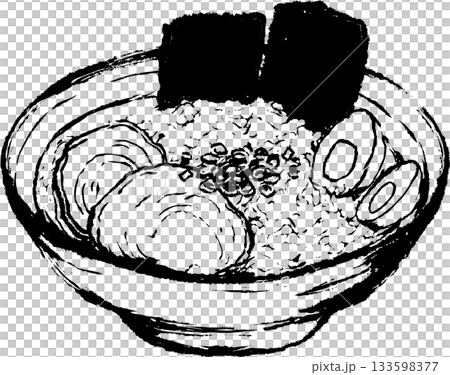 ラーメンの墨絵イラスト 133598377