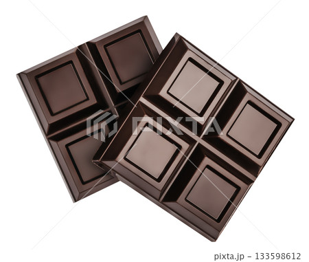 Dark chocolate bars isolated on white background 133598612